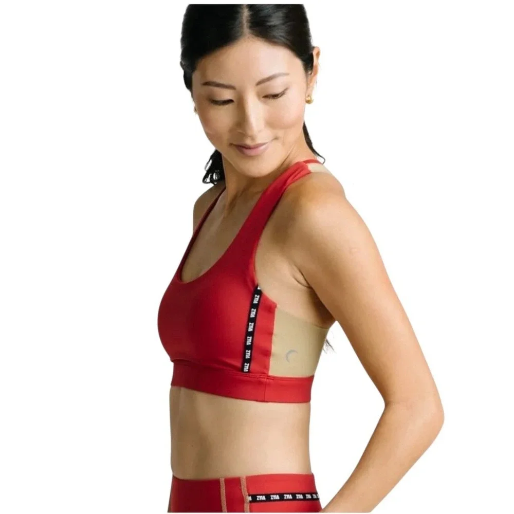 Zyia Beige on Red game day light tight Racerback bra Size Large Large‎